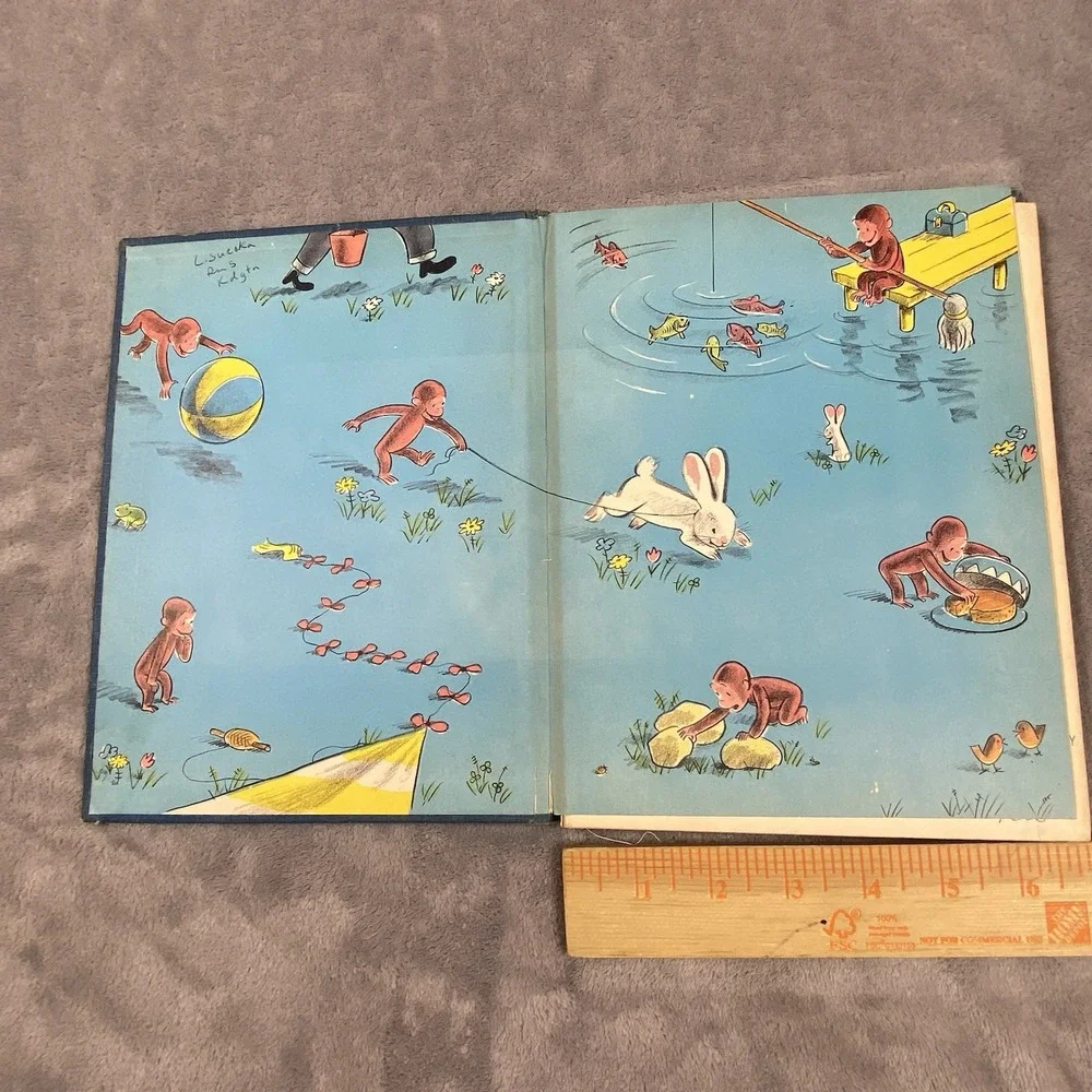 Vintage Curious George Flies A Kite‎ 1958 First Edition Margret Rey Hardcover